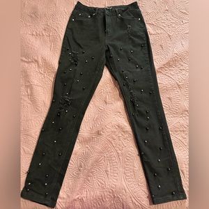BooHoo Black Pearled Embellished Jeans